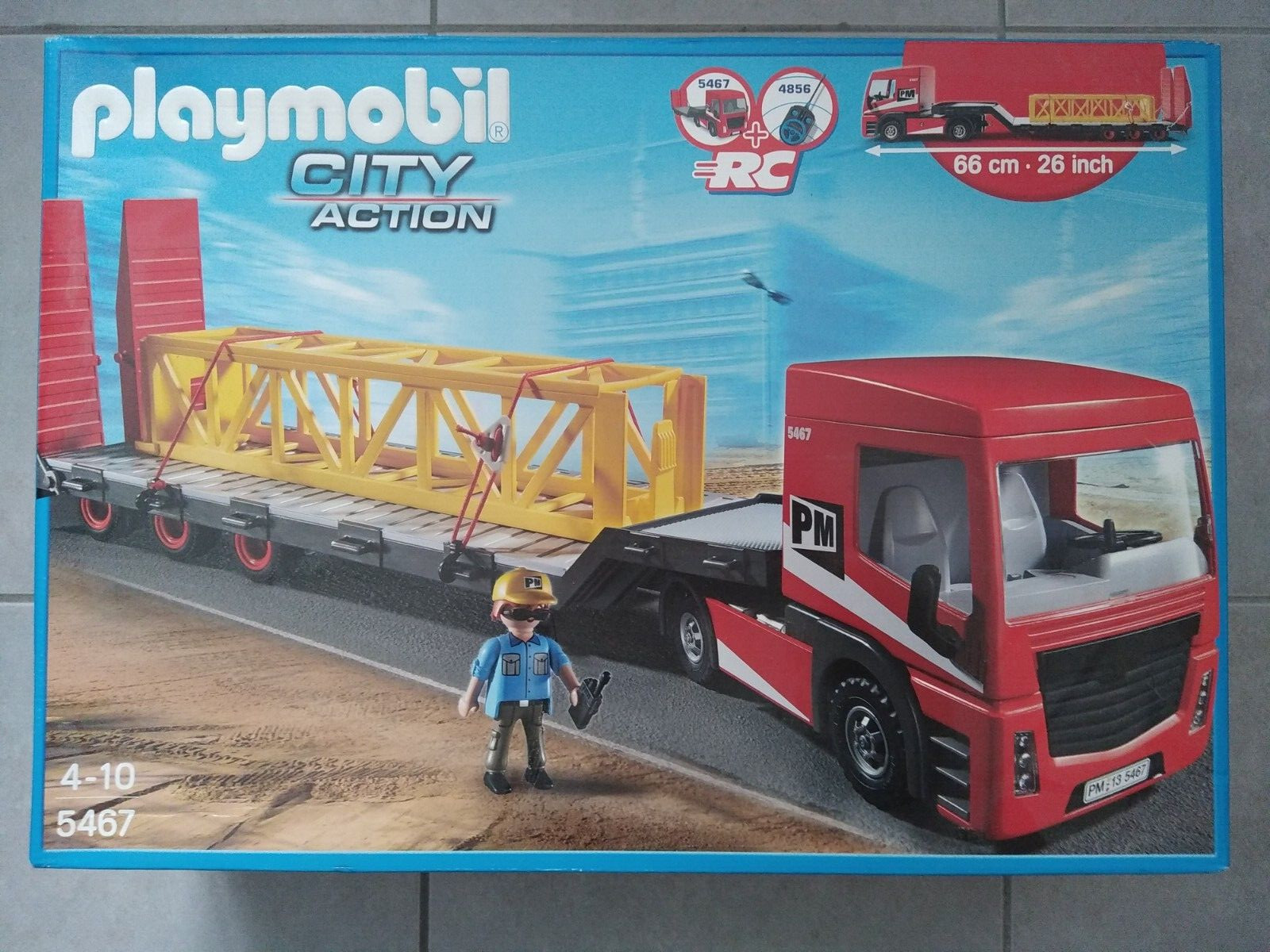 PLAYMOBIL CHANTIER 5467 : Camion porte-char avec transport de structure de grue