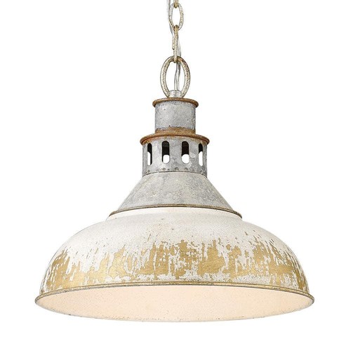 Golden Lighting Pendant Lights 1-Light Aged Galvanize Steel with Antique Ivory