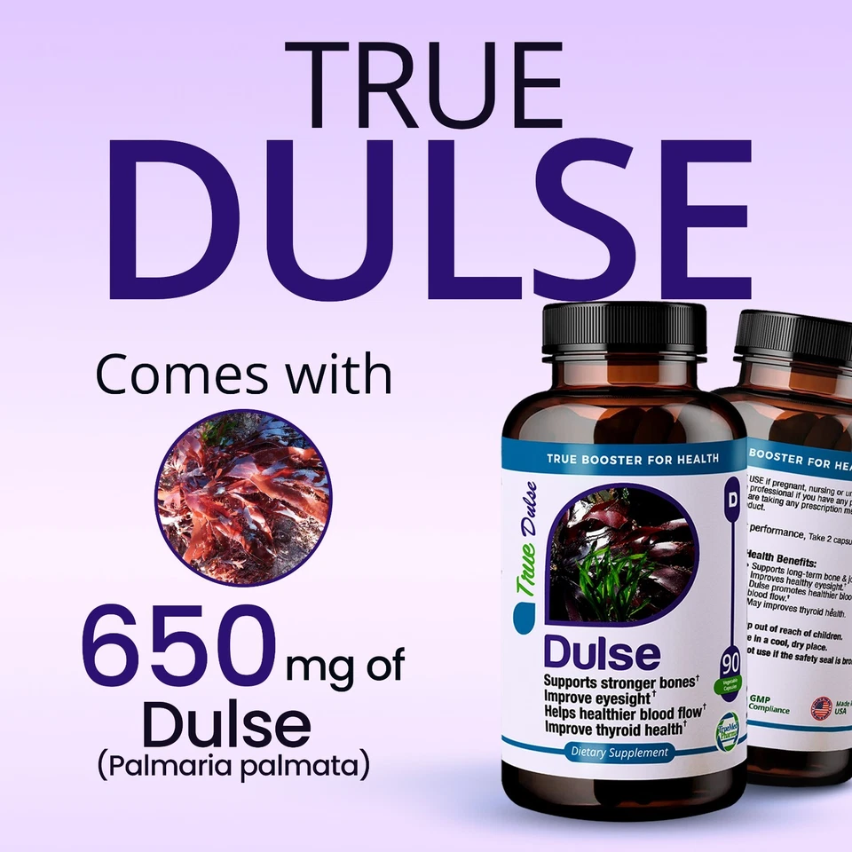 TrueMed Dulse Support Strong Bones Thyroid Health Blood Flow 650 mg 90 Capsules - Image 3 of 4