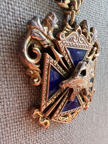 Antique Heraldic Pendant; Maltese Cross With Lion; Blue Enamel - Wonderful - Picture 7 of 14
