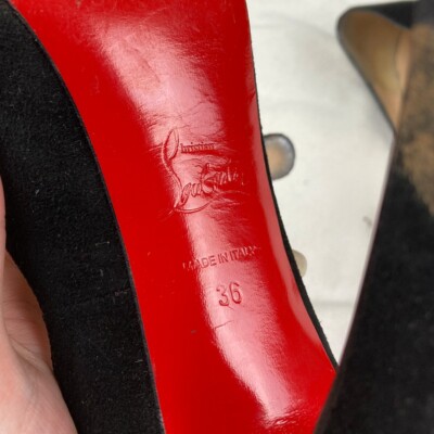 Christian Louboutin Black Red Bottom Suede Stiletto Heels Size 36