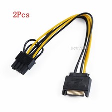 2pcs 15P SATA Male to 8P 6 2 PCIE Power Supply Cable for GPU Graphic Video Card