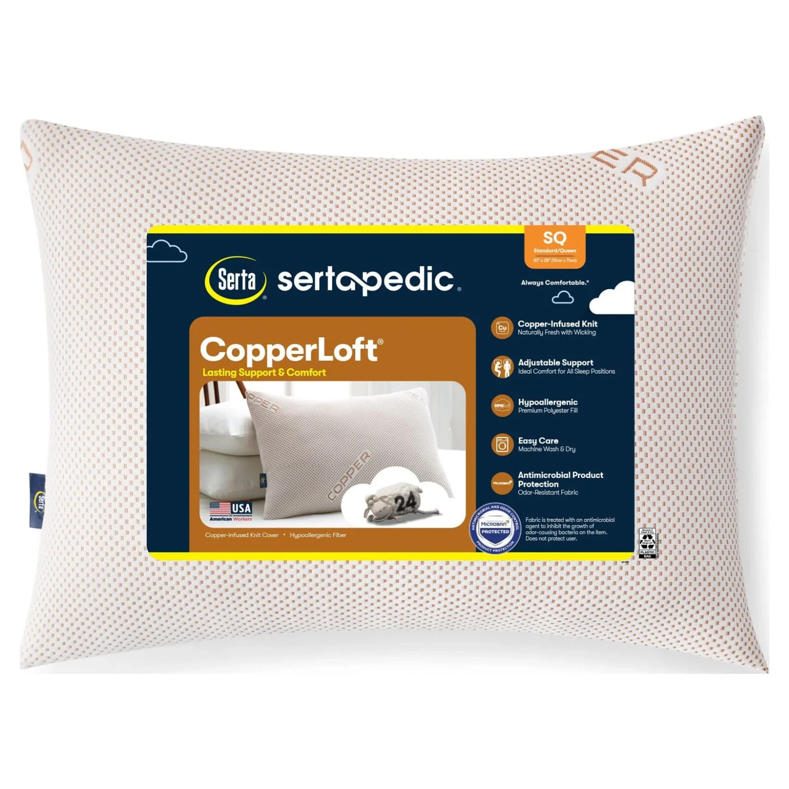 2-PACK Sertapedic Copperloft Bed Pillows, Firm Support , Sta