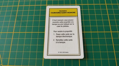 Faubourg Saint-Honoré Property Card Spiel Monopoly Super Electronic D75