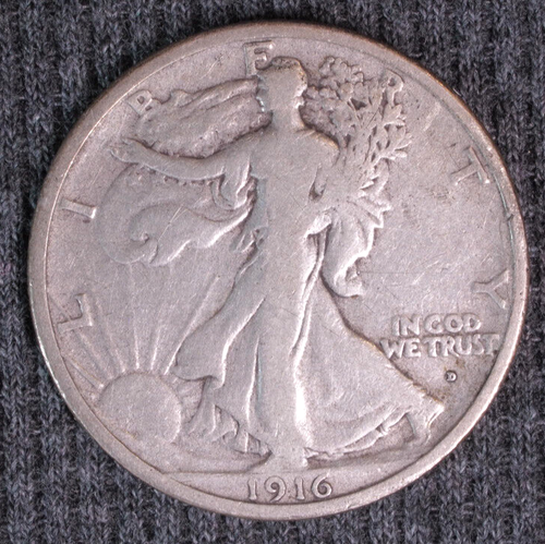 1916 d Walking Liberty Half Dollar US 50c Obv