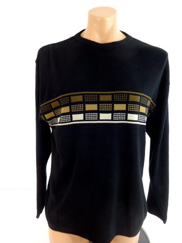 NWT MARQUIS MENS BLACK & BROWN ACRYLIC SWEATER SIZE L
