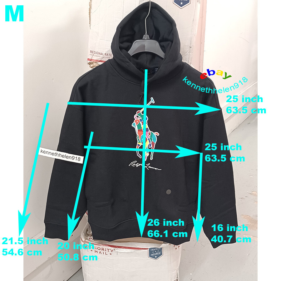 POLO RALPH LAUREN BIG PONY FELPA CON CAPPUCCIO FELPA NERA TAGLIA MEDIA