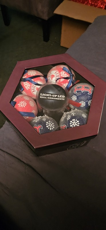 Set of 6 Red Sox Christmas Ornaments NEW Light up LED