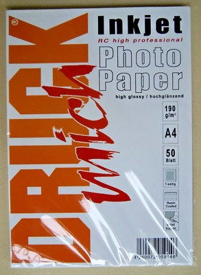 DRUCKmich RC-Fotopapier 50 Blatt DIN A4 190g/m² glossy/glänzend RESIN COATED