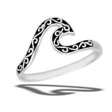 STERLING SILVER FILIGREE WAVE RING Size 5 6 7 8 9