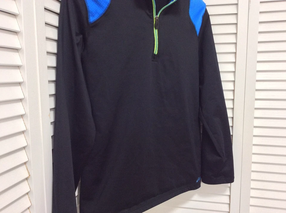 Pulôver Asics masculino GG 18 preto 1/2 zíper camisa atlética treino esportivo blusa esportiva - Imagem 3 de 4