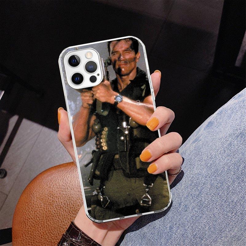 For iPhone 15 14 13 12 11 Pro Max X Case Cover Arnold Schwarzenegger Machine Gun