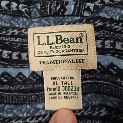 LL Bean Vintage Aztec Shirt Mens XLT Tall Traditional Fit Loop Collar Geometric - Picture 5 of 6