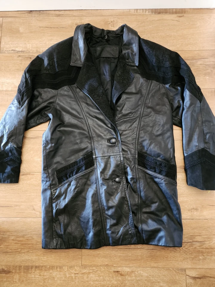 RARE NWT Jacqueline Ferrar Women's M Oversized Leather Suede Jacket Coat Paisley