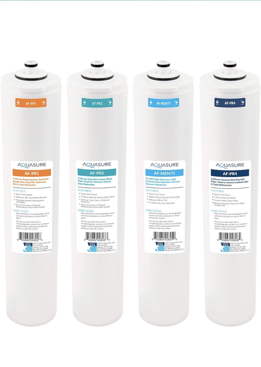 Paquete completo de repuesto de filtro de giro rápido de 4 etapas Aquasure Premier Series |