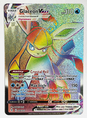 Pokémon TCG Glaceon VMAX Evolving Skies 208/203 SECRET RARE HOLO