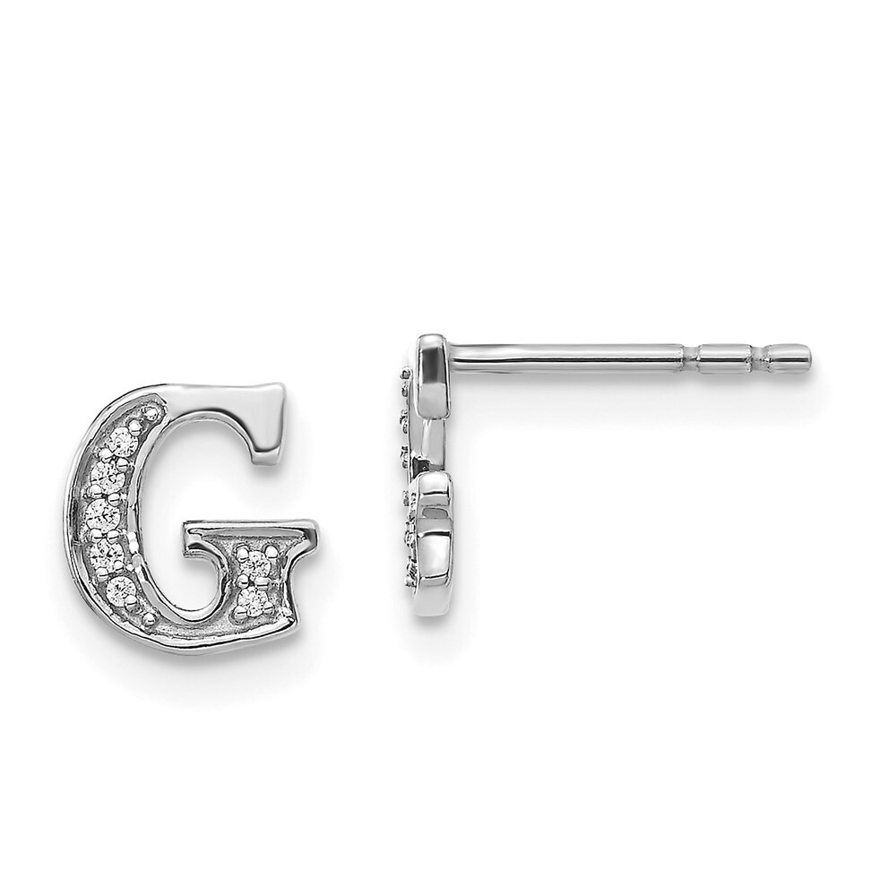 Jewelry Womens Earrings 14k White Gold 0003 ct Diamond Initial G Button 8 mm 44690₽