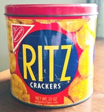 Ritz Cracker 1977 round Tin 13 oz NABISCO, INC - Vintage