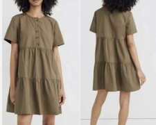 Madewell Button Front Tiered Mini Dress Medium