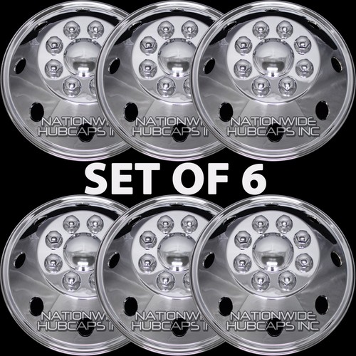 6 New 16.5" GMC RV MOTORHOME CHROME 8 Lug Dual Wheel Simulators Hub
