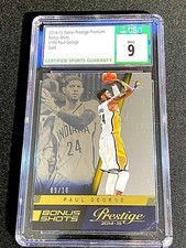 2014 Panini Prestige Bonus Shots Gold SSP /10 Paul George #109 CSG 9 MINT G2907