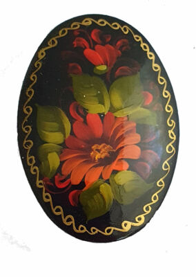 Broche Artisanale Russe En Bois - Marguerite, Créée Par L'artiste Sviridova - Neuve Avec étiquette