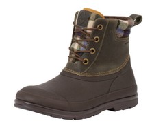 Muck Men's Originals Leather Duck Lace Boot - Dark Olive/Dark Brown/Plaid Wool