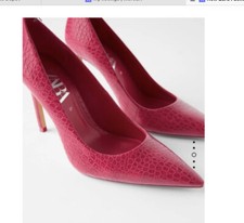 New Zara Fuchsia Animal Print High Heel ,Size 7.5US