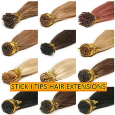 I Tip Hair Extensions Real Human Hair Cold Fusion Pre Bonded Stick Tip Remy Hair