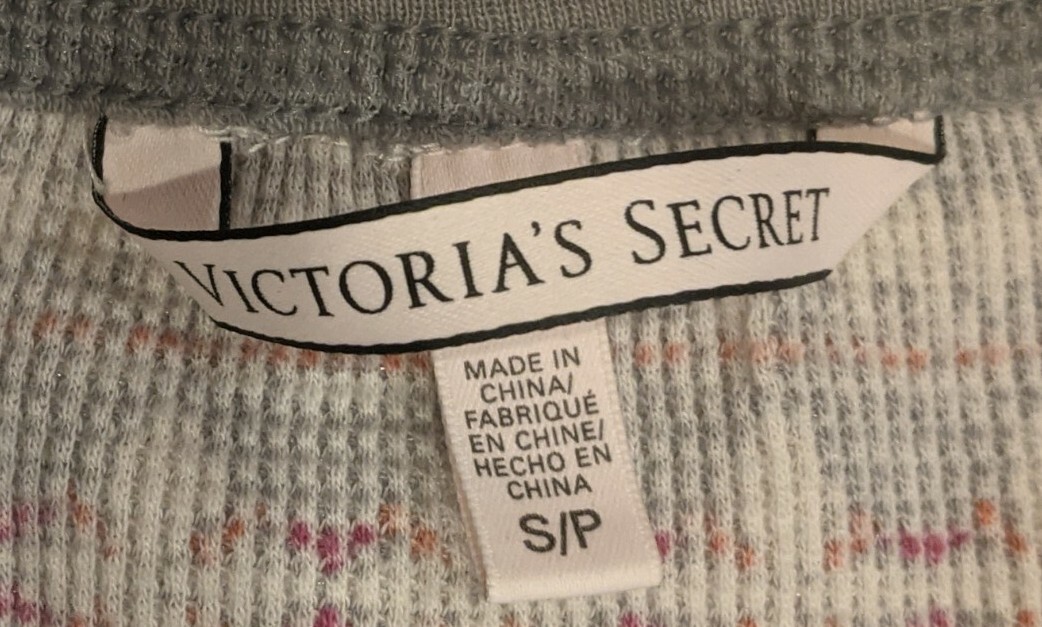 Victoria's Secret Pyjama court en flanelle rose avec logo tie