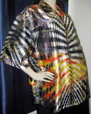 VINTAGE: SATIN High Gloss Men  s Multi-colored Satin Club Shirt NWOT