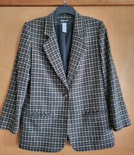 VTG Sag Harbor Wool 1-Button Blazer Tan, Gray  Black Small Plaid Women's Sz 10