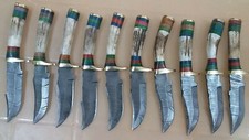 LOT OF 20 -6 INCH HANDMADE DAMASCUS STEEL SKINNER STAGANTLER W/SHEATH