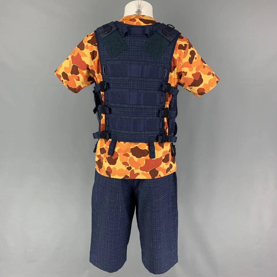 JUNYA WATANABE SS19 Size M Blue Yellow Grosgrain Utility Vest Shorts Tee 3PC Set Foto 4 de 4
