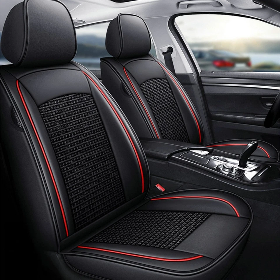 For Mitsubishi Lancer Car Full 5 Seat Cover Front Rear Leather Cushion Protector - Image 3 of 4
