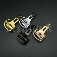 18 MM DEPLOYMENT BUCKLE FITS FOR CARTIER CALIBRE WATCH LEATHER STRAP BAND BLACK