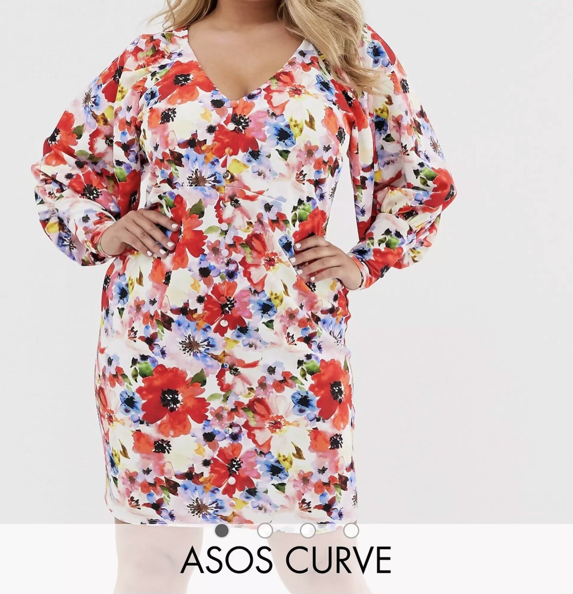 Asos Curve Puff Sleeve Floral Print Button Front Dress Size 16 | eBay Asos Curve Puff Sleeve Floral Print Button Front Dress Size 16 | eBay