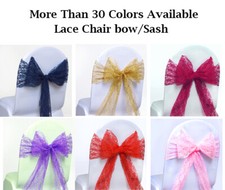 1/10/25/50/75/100/125/150/200 - LACE Chair Sashes Cover Bows wedding party decor