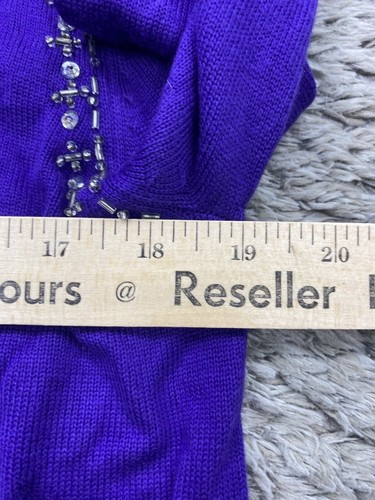 Quacker Factory Sweater Women Medium Purple Rhinestone Beaded Artsy Pullover Top - Picture 5 of 8