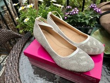 Easy Strider Dressy Rhinestone Girls Wedge, Beige, Size 6 US Ankle Strap Lovely
