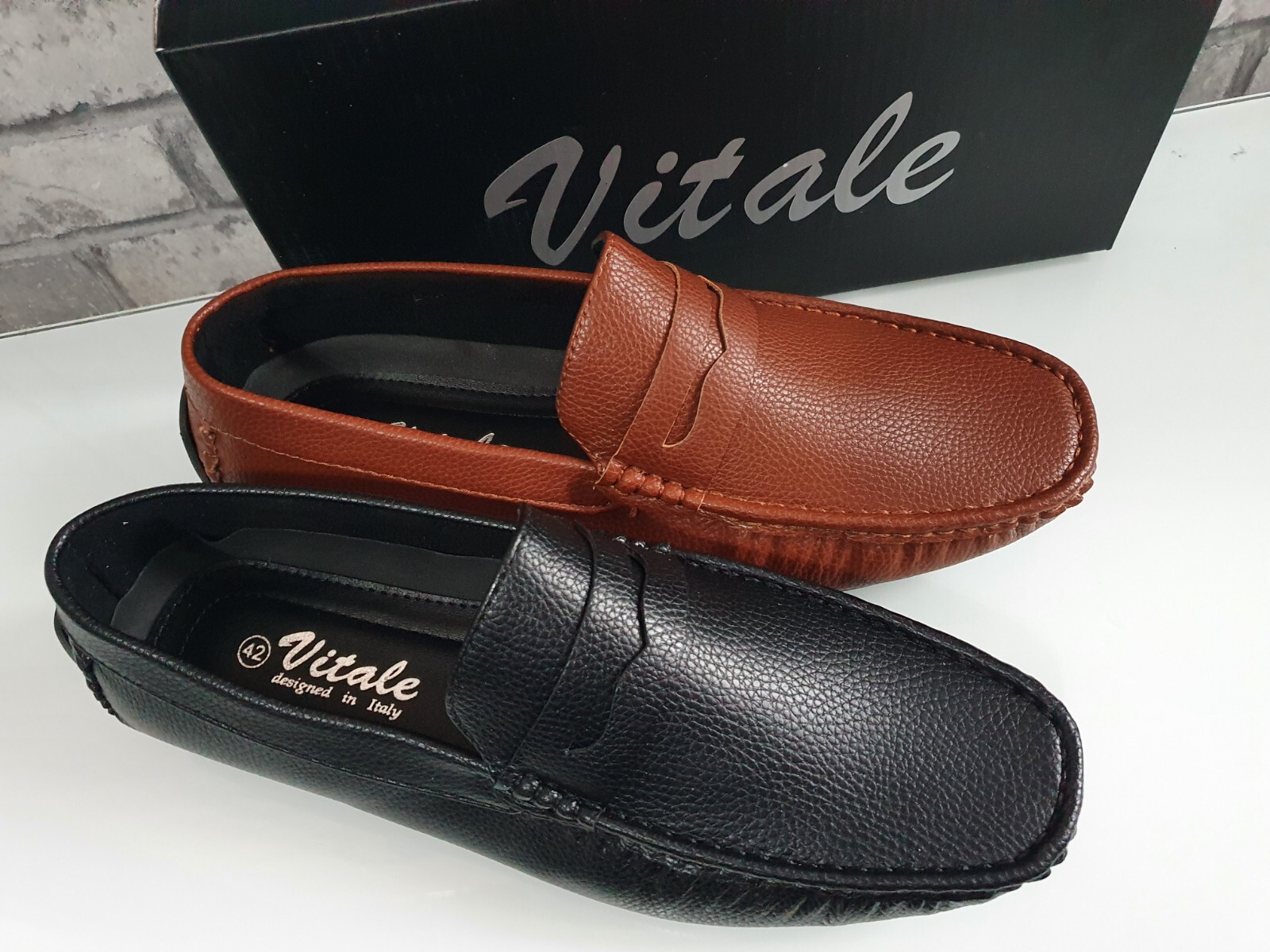 Herren Schuhe Halbschuhe Mokassin Schwarz braun Kunstleder Gr.40  