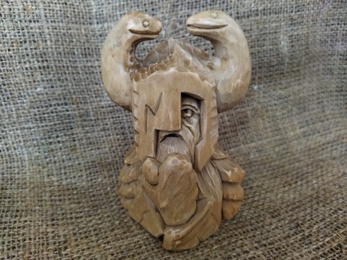 Figura Odín. Estatua de madera de Odín tallada a mano figura de dios nórdico decoración mitología - Imagen 2 de 15
