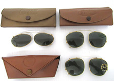 Lot of 3 Vintage Clip on Sunglasses, 1 is Rayban, With Cases