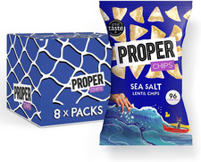 PROPERCHIPS - Sea Salt Lentil Chips Vegan, Gluten Free Snacks Bags 85G (8 Packs)