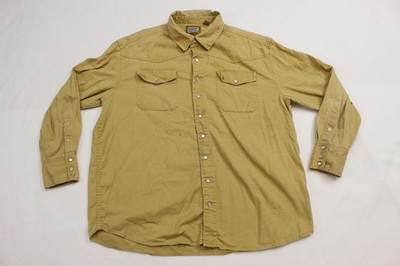 Schmdit work wear men size XL pearl snap light brown long sleeve button shirt