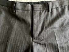 Prada Charcoal Grey Slim Classic Herringbone Wool Pants 36 56 VGC Mod Dolce