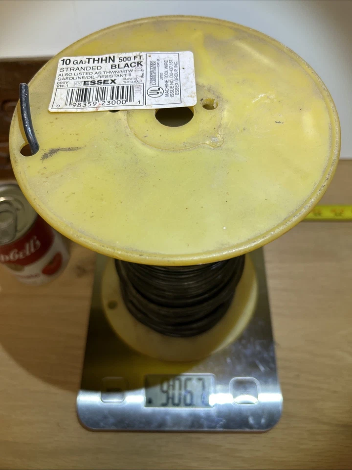 Cable de cobre trenzado ESSEX 600V calibre 9,6 lb #10 AWG listado por UL CARRETE NEGRO 500 FT Foto 3 de 4