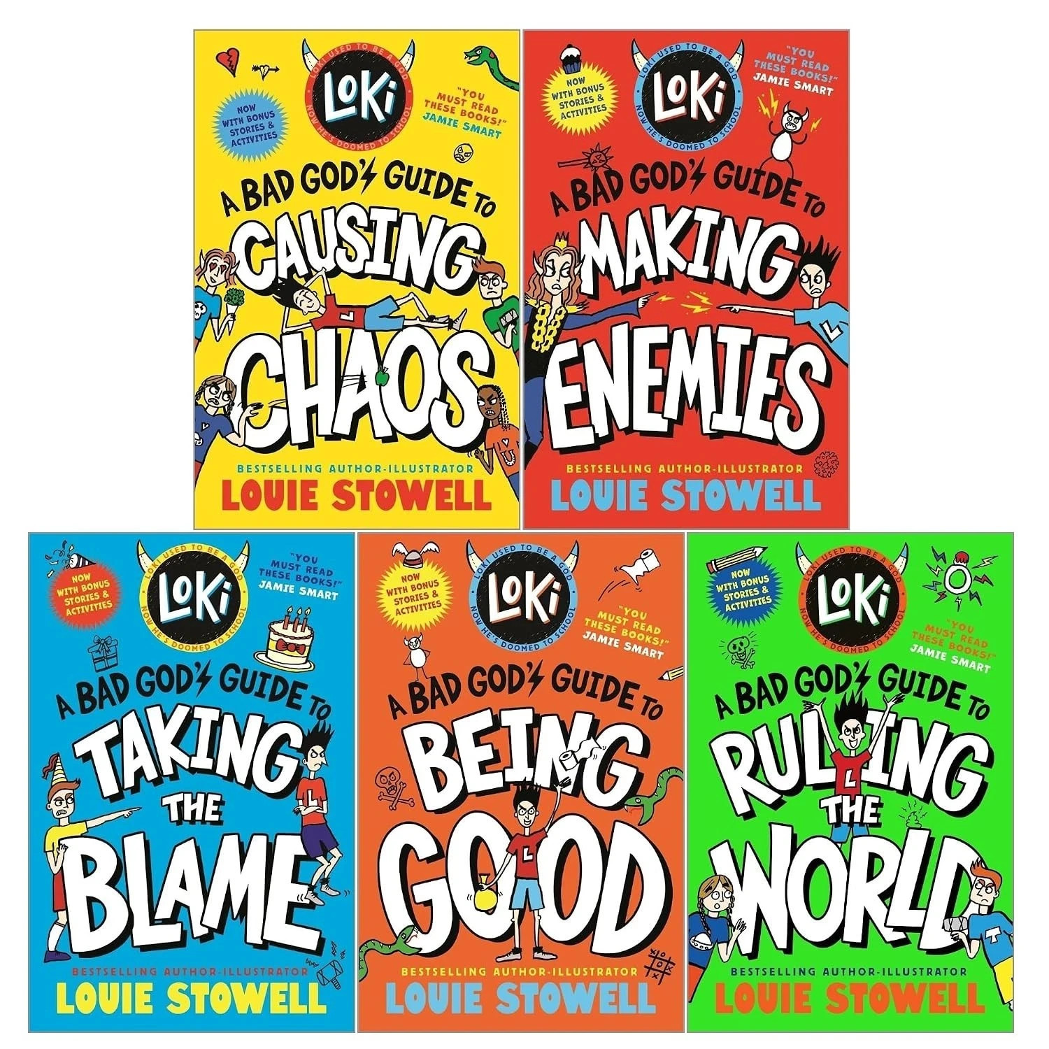 Louie Stowell Unisex Loki: A Bad God's Guide Series By 5 Books Collection Set (Being Good, Taking The Blame, Ruling The World, Making Enemies And Causing Cha - Image 4
