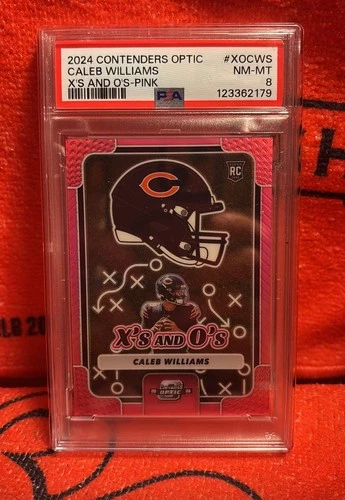 2024 Contenders Optic Caleb Williams X’s And O’s Rookie Pink Prizm /75 PSA 8