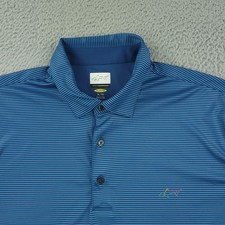 Greg Norman Polo Shirt Mens XL Blue Stripe PlayDry Golf Performance Shark Casual